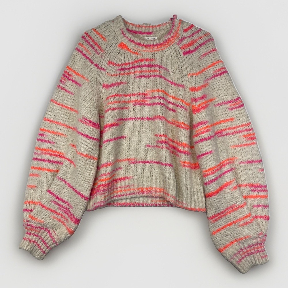 Pilcro Anthropologie XS Sweater Wool Blend Balloon Sleeve Crew Neck Comfy Artsy